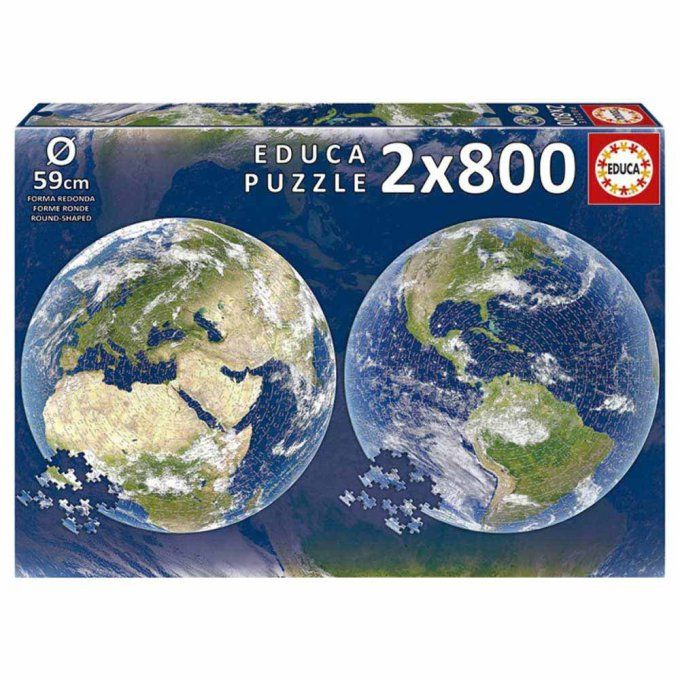 Puzzle Educa 2x800 pièces Round La Terre