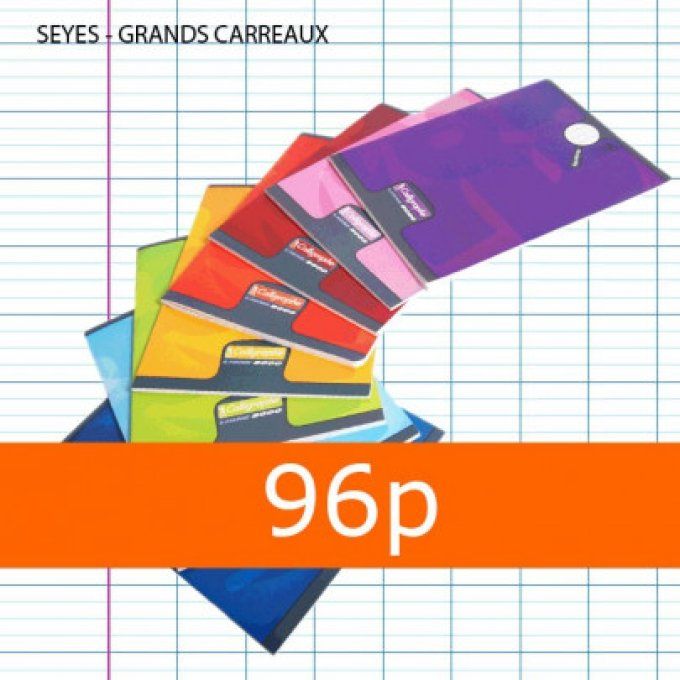 Cahier CALLIGRAPHE 24x32 96p Grands Carreaux Séyès 90g. couverture en carton verni en divers coloris