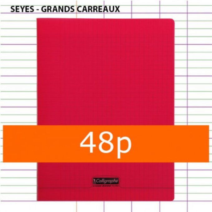 Cahier Polypro Rouge CALLIGRAPHE 24x32 48p Grands Carreaux Séyès 90g