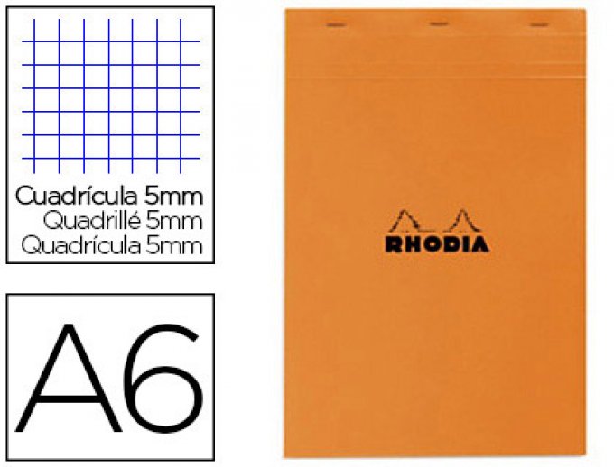 Bloc bureau RHODIA A6 papier vélin surfin couverture enduite enveloppante 105x148mm 80f . Lot de 10