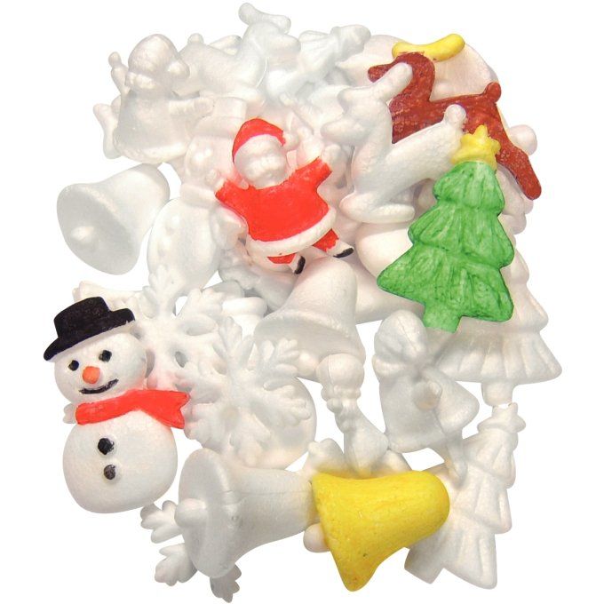 Lot de 35 formes de Noël en polystyrène assorties