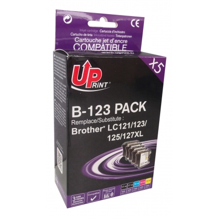 UPRINT B-123 2BK/C/M/Y PACK 5 CARTOUCHES COMPATIBLES AVEC BROTHER LC-123
