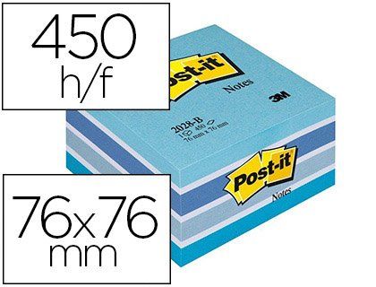 POST-IT Bloc-notes cube 76x76mm 450f repositionnables coloris light relax.