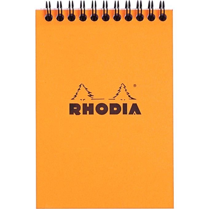 Bloc-notes à reliure intégrale RHODIA orange, format A6 (10,5 x 14,8 cm), 160 pages, quadrillé 5x5,