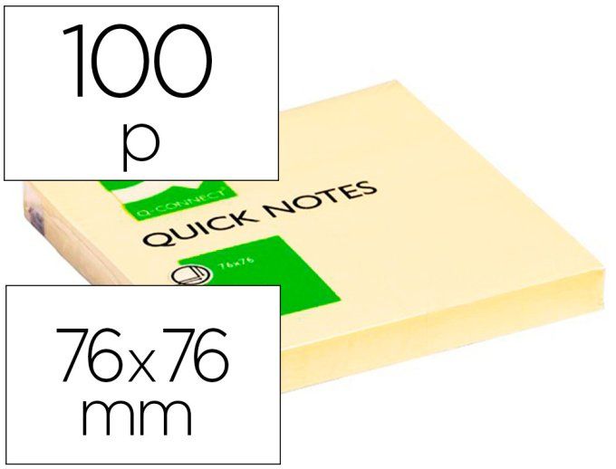  12 Blocs-notes q-connect quick notes 76x76mm 1 bloc 100f repositionnables coloris jaune.
