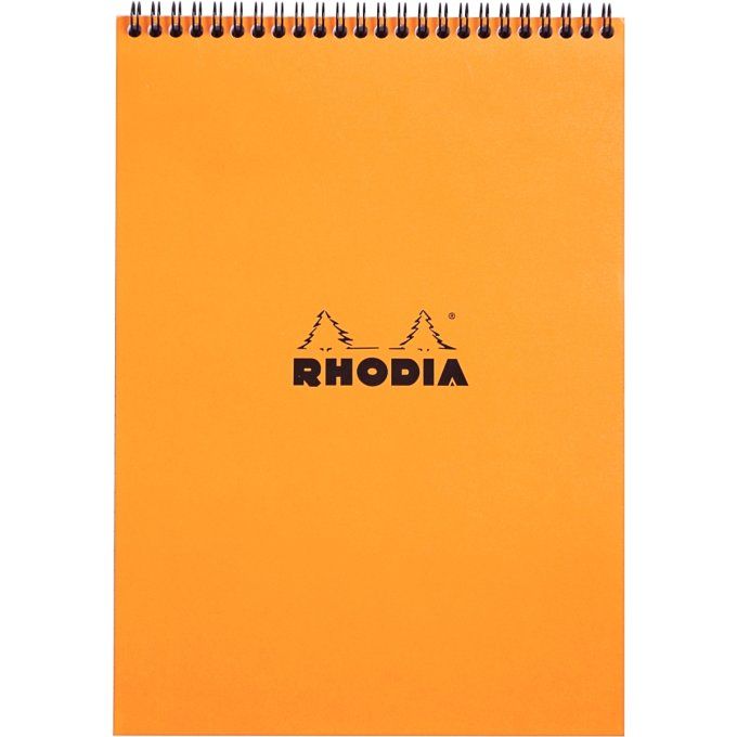 Bloc-notes à reliure intégrale RHODIA orange, format A4 (21 cm x 29,7 cm), 160 pages, quadrillé 5x5