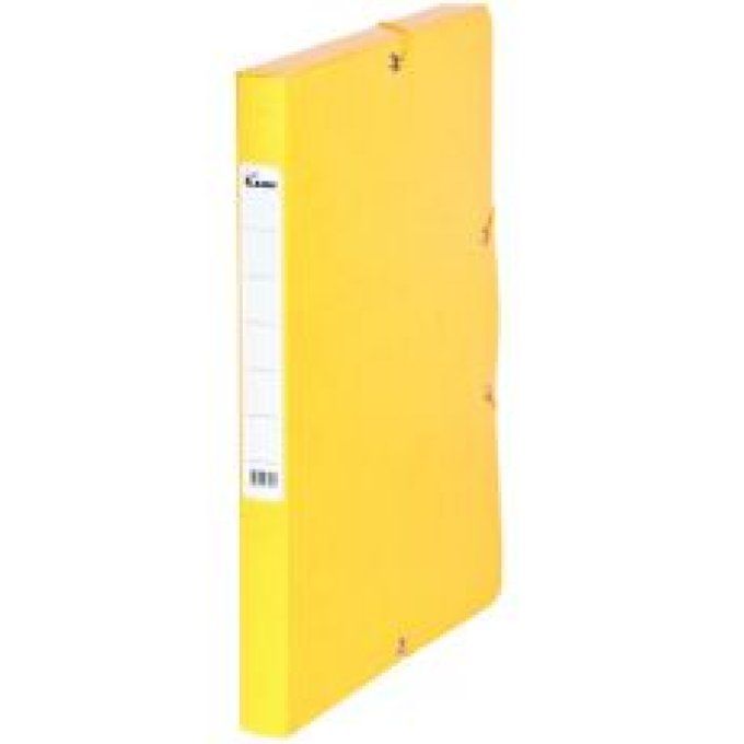 Boîte de classement en carte grainée, dos de 25 mm, coloris jaune