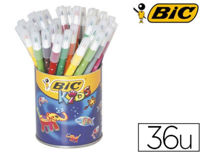 Feutre bic kids coloriage encre ultra-lavable capuchon ventilé pointe bloquée pot 36 unités.