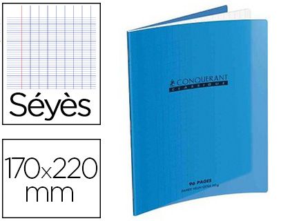  Cahier CONQUERANT Polypropylène Format A5+ 170x220 Grands carreaux 96 Pages