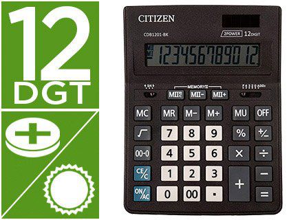 Calculatrice CITIZEN cdb 1201 business. Solaire à batterie.