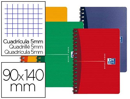 OXFORD Carnet oxford essentials reliure intégrale couverture pelliculée 9x14cm 100 pages 5x5mm color