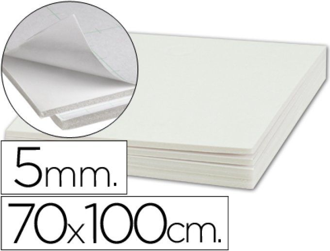 Carton plume liderpapel adhésif 70x100cm épaisseur 5mm unicolore blanc.