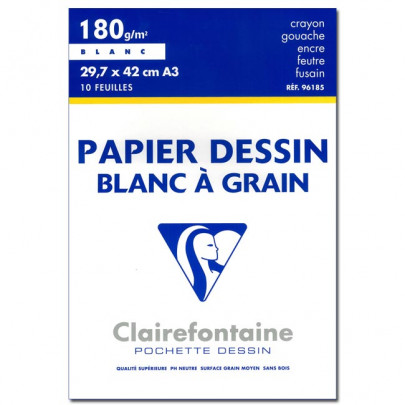Pochette CLAIREFONTAINE A3 blanc 10 feuilles