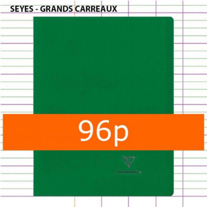 Cahier Koverbook Polypro Vert CLAIREFONTAINE A4 21x29,7 96p Grands Carreaux Séyès 90g avec marque-pa