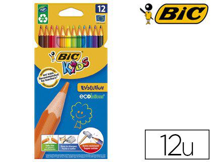 Crayon couleur BIC kids evolution résine synthèse 175mm mine résistante résiste mordillage étui cart