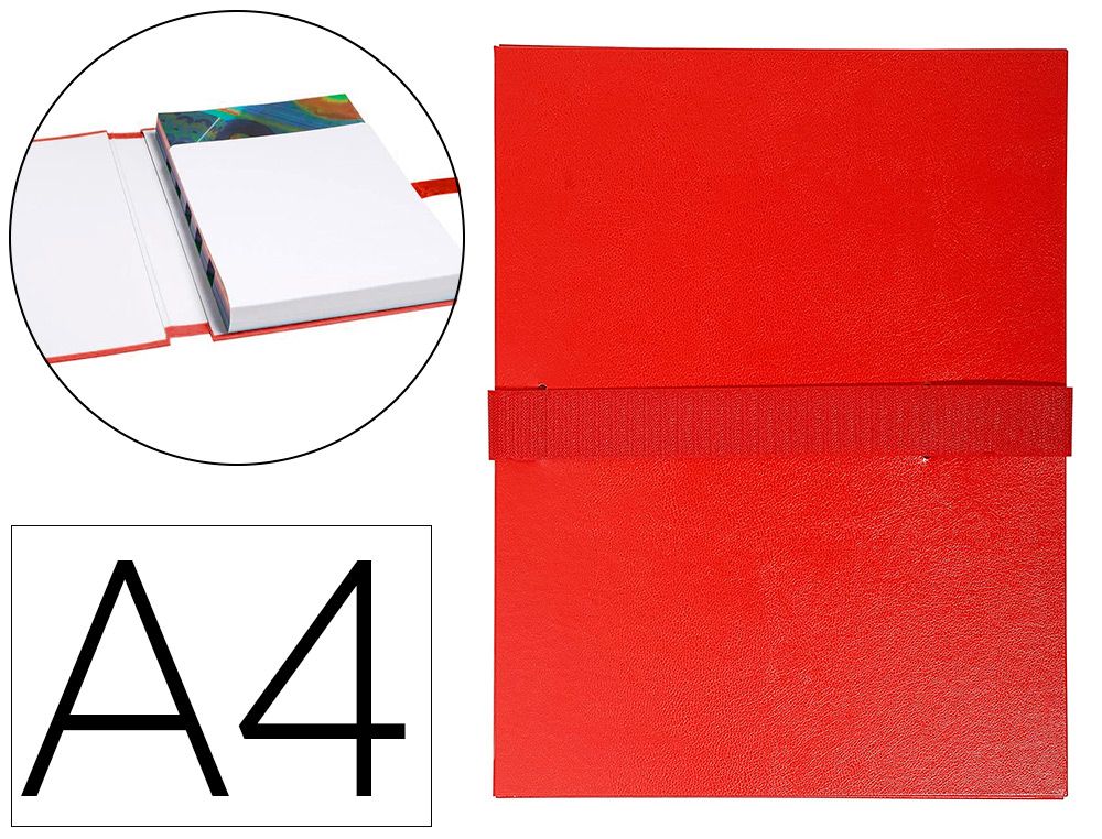 EXACOMPTA Chemise rabat en pied balacron format A4 24x32cm dos extensible 13cm sangle  scratch rouge