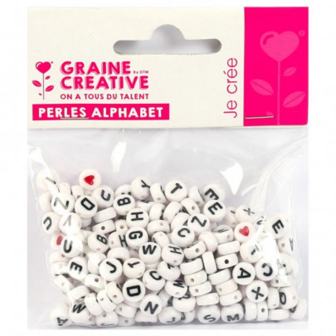 250 perles Alphabet blanches