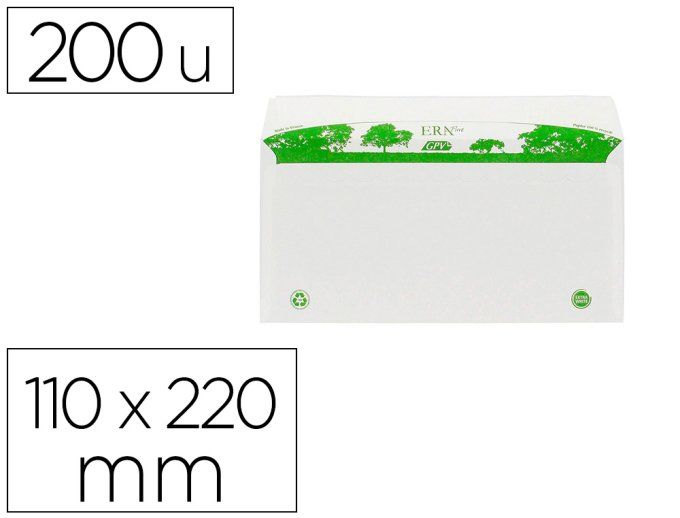 GPV Enveloppe gpv dl bande de protection 80g recycles 110x220 blanche boite de 200.