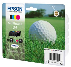 EPSON Pack 4 cartouches Golf 34 Encre N,C,M,Y 1x6,1ml+3x4,2ml