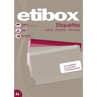 Boite de 1600 étiquettes blanches ETIBOX autocollantes 105 x 35 mm