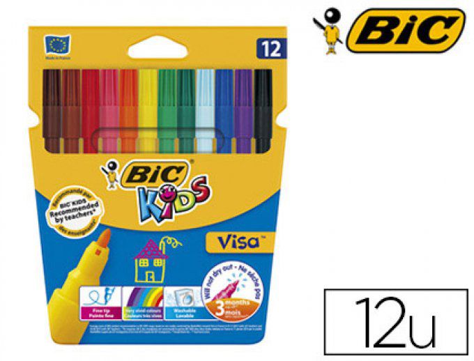 Feutre BIC kids visa coloriage encre lavable capuchon ventilé pointe bloquée ultra-résistante étui c
