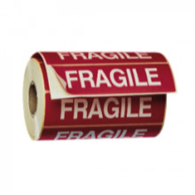 Étiquette adhésive, avec texte "TRES FRAGILE", 120 x 50 mm, rouleau de 1000
