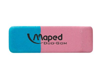 MAPED Gomme maped duo-gom mixte caoutchouc large côté rose crayon côté bleu encre.