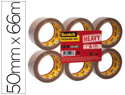 SCOTCH Ruban adhésif scotch heavy emballage 57 microns 50mmx66m coloris havane. Par 6