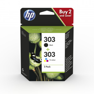 HP Pack de 2 Cartouches Encre 303 Noir et Couleur 200+165 pages