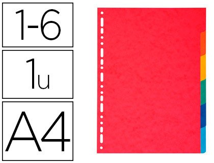	EXACOMPTA Intercalaire exacompta carte marbrée recyclée 220g 6 positions a4 coloris vifs.
