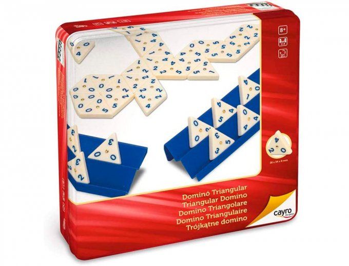 Jeu domino triangulaire contient 56 dominos 4 supports boîte.