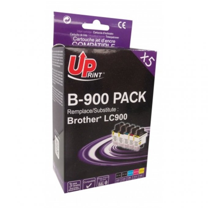 UPRINT B-900 2BK/C/M/Y PACK 5 CARTOUCHES COMPATIBLES AVEC BROTHER LC-900
