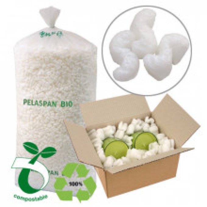 PELASPAN® BIO, particules en "S" pour remplissage, biodégradables, par 1 sac de 0,5m³