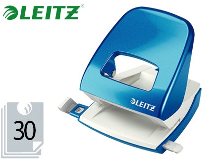 LEITZ Perforateur leitz métal capacité perforation 30f 2 trous coloris bleu 107x100x137mm.