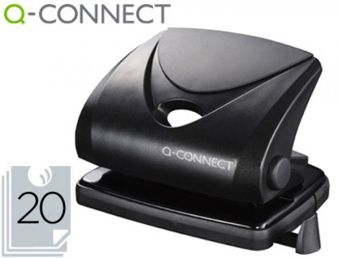 Q-CONNECT Perforateur q-connect capacité perforation 20f 2 trous coloris noir 99x80mm.