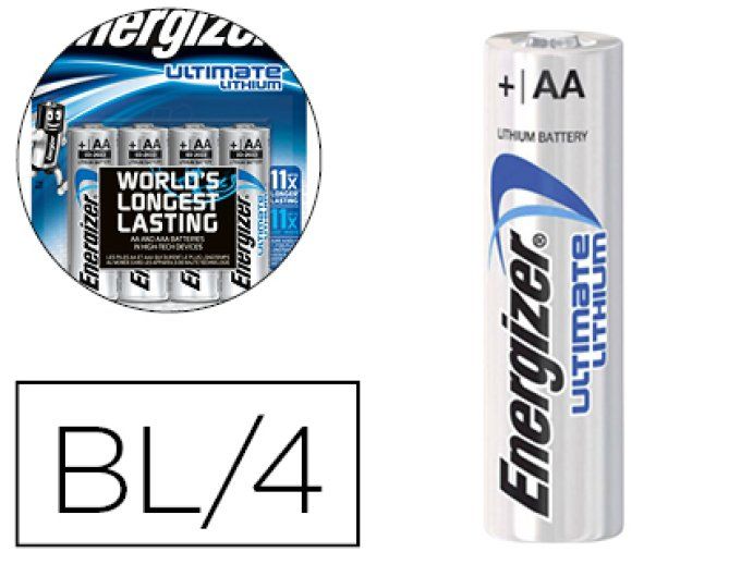 Pile energizer aa ultimate lithium aa blister 4 unités.