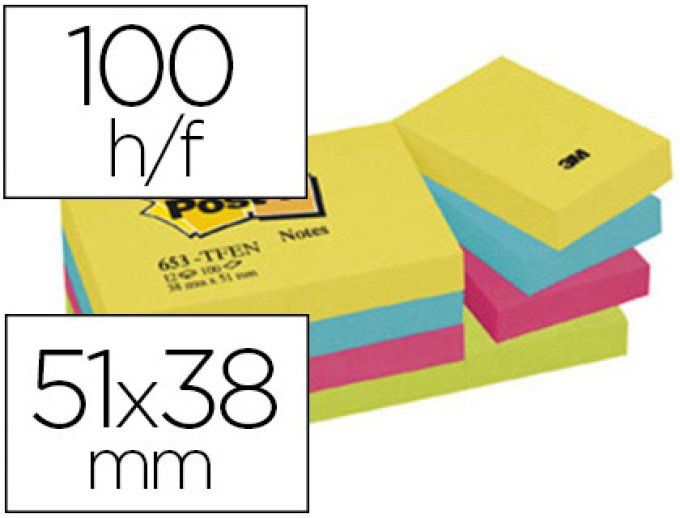 Marque-pages Post-it onglets rigides - coloris assortis - 3 x 22