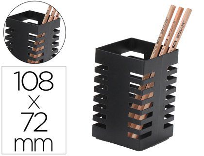 Pot a crayons Q-CONNECT design moderne carre metal 72x72x108mm coloris noir.