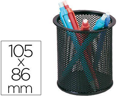 Pot à crayons Q-CONNECT maille métallique hauteur 105mm diamètre 70mm coloris noir.