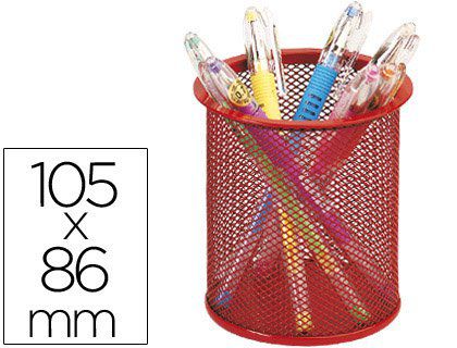 Pot à crayons Q-CONNECT maille métallique hauteur 105mm diamètre 70mm coloris rouge.