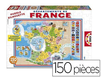 Puzzle éducatif 34x48cm 150 pièces thème les départements de france dès 3 ans.