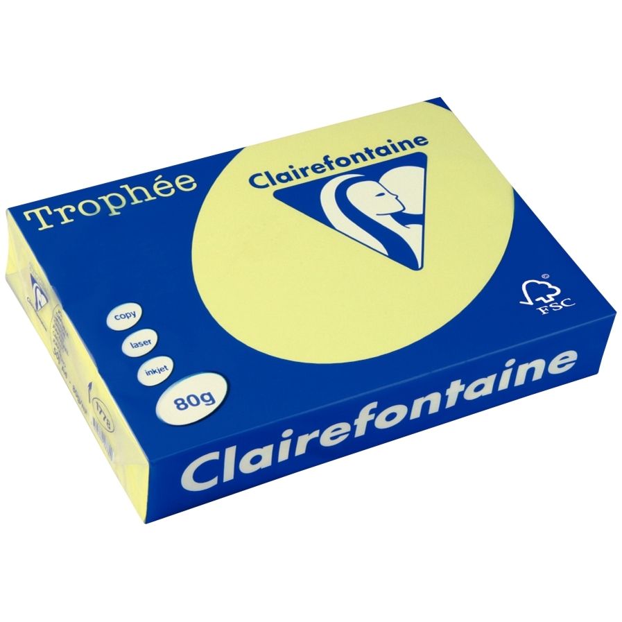 Papier couleur clairefontaine trophée multifonction a4 80g/m2  jonquille paquet 500 F
