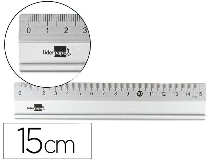 Regle liderpapel aluminium graduee 15 cm.