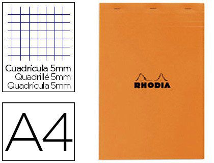 Bloc bureau RHODIA A4 papier vélin surfin couverture enduite enveloppante 210x297mm 80f détachables 