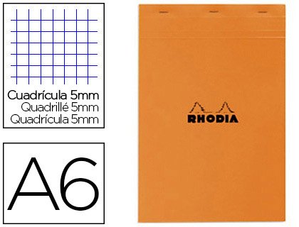 Bloc bureau RHODIA A6 papier vélin surfin couverture enduite enveloppante 105x148mm 80f . Lot de 10