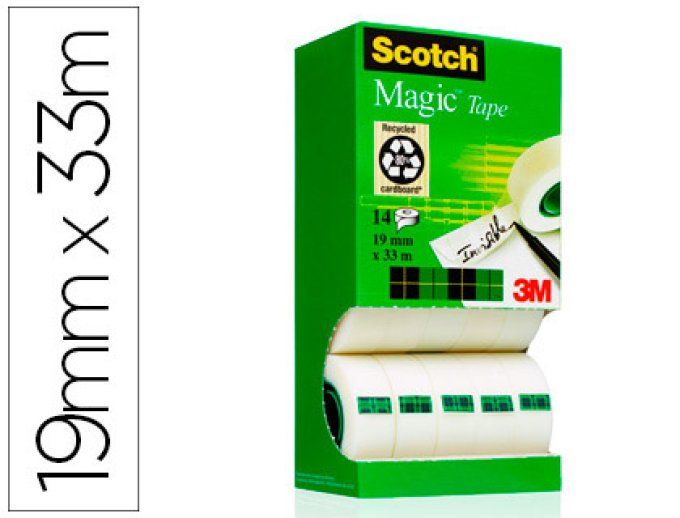 Tour distributrice de 14 rouleaux Scotch Magic 19 mm x 33 m dont 2 gratuits