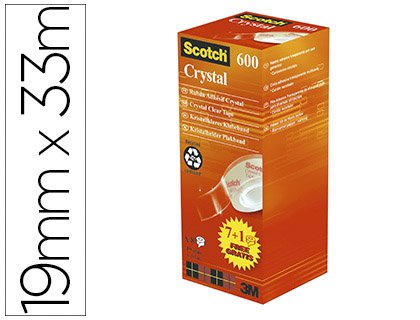 SCOTCH Ruban adhésif scotch crystal 600 19mmx33m pack économique 8 rouleaux.