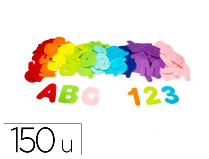 Feutrine adhesive sodertex pack chiffres et lettres 1mm 2 tailles 150 pcs 10 coloris assortis.