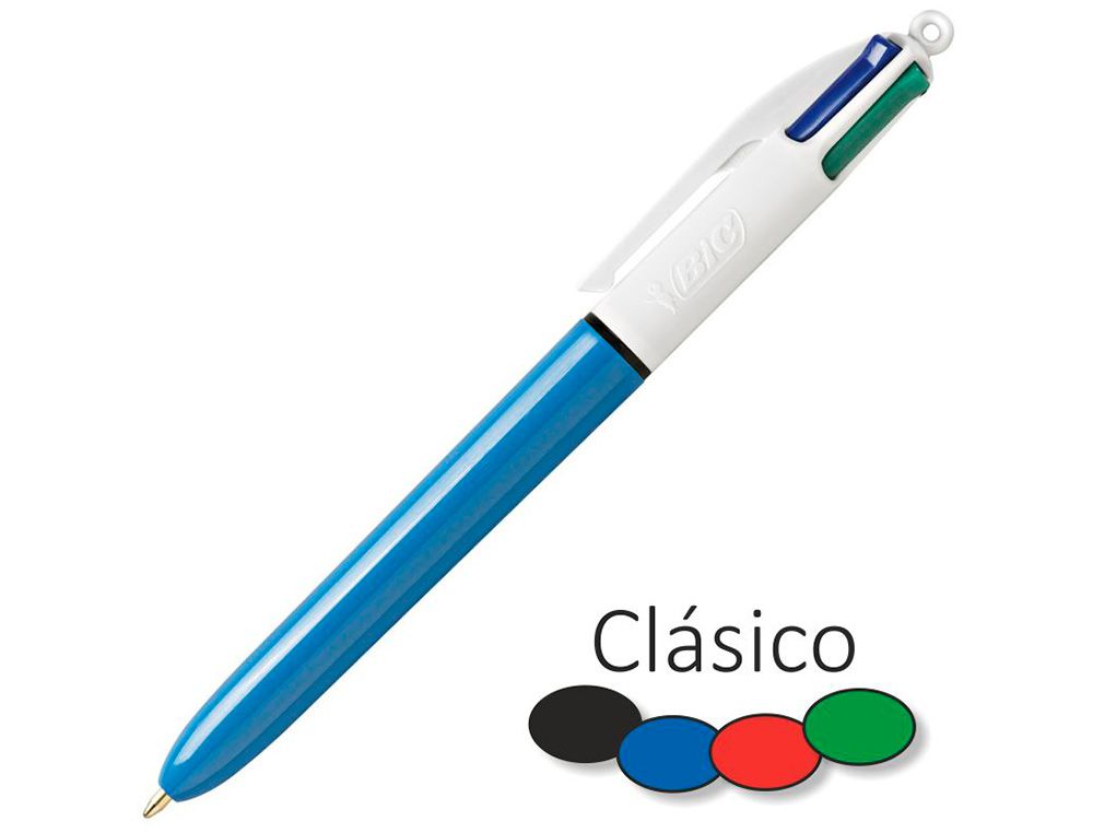 Stylo-bille BIC 4 couleurs grip pointe moyenne encre classique rétractable rechargeable 4 couleurs