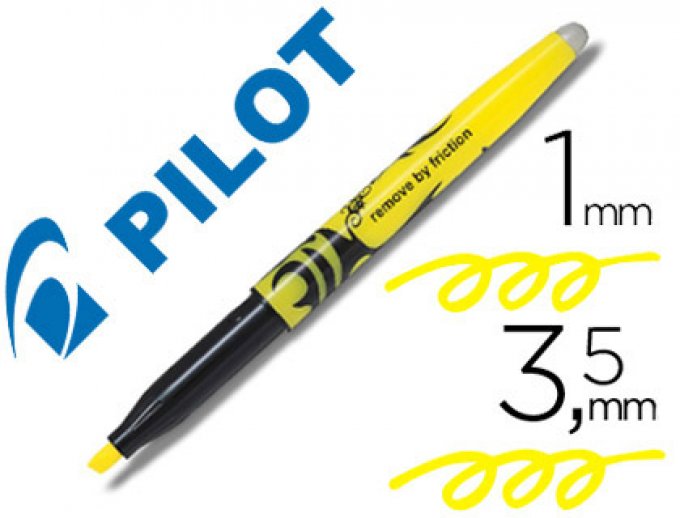 Surligneur pilot frixion light écriture 1/3.3mm encre thermosensible effaçage par frottement jaune